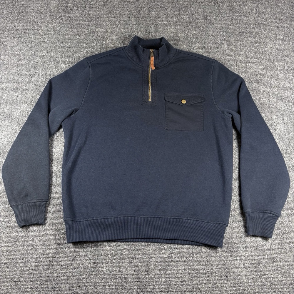 Men's Frye And Co 1/4 Zip Long Sleeve‎ Blue Blended Sweater Size Medium